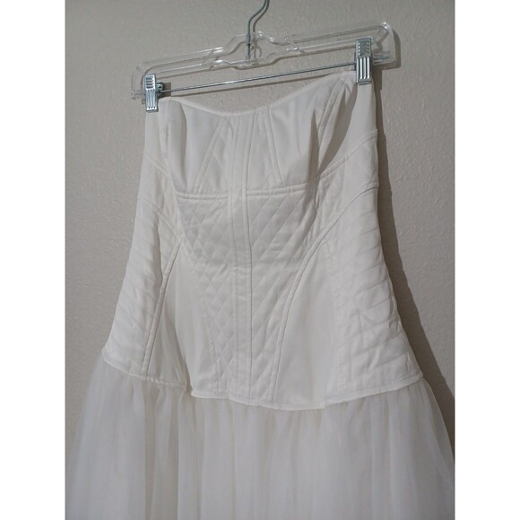 NWT Anthropologie BHLDN Strapless ALine White Satin TulleSkirt Midi Dress Size M - Picture 12 of 16